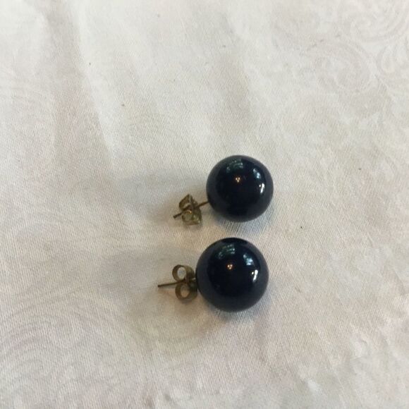 Navy Blue Pierced Earrings - Picture 2 of 3